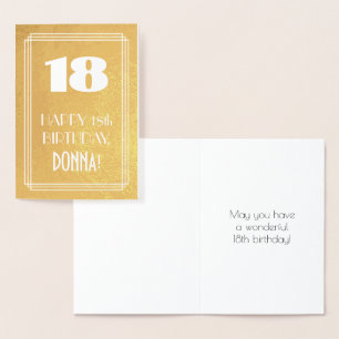 18. Geburtstag ~ Art-Déco-Stil "18" & Individuelle Folienkarte