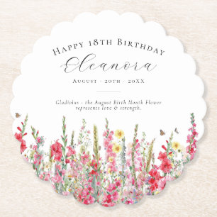 18. Geburtstag August Birth Blume Custom Untersetzer