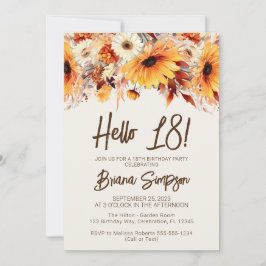 18. Geburtstag Beige Fall Floral Einladung