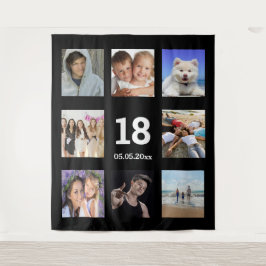 18. Geburtstag benutzerdefinierte Foto Collage sch Wandteppich