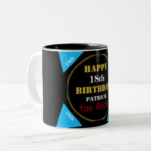 18. Geburtstag Blue Black Gold Zweifarbige Tasse