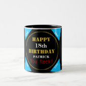 18. Geburtstag Blue Black Gold Zweifarbige Tasse (Mittel)