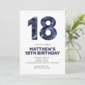 18. Geburtstag, Blue Camouflage Personalisiert Tee Einladung (Stehend Vorderseite)
