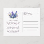 18. Geburtstag Blue Larkspur Juli Geburtstag Blume Einladungspostkarte (Rückseite)