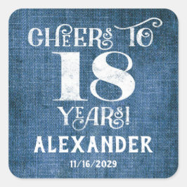18. Geburtstag Blue Linen Vielen Dank für Ihr Inte Quadratischer Aufkleber