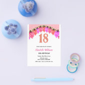 18. Geburtstag Blumenblume Rose Gold Einladung Flyer (Einzeln)