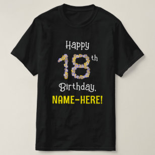 18. Geburtstag: Blumennummer "18" + Name der Blume T-Shirt