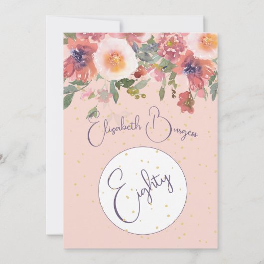 18. Geburtstag Blumenrosa Rose Elegant Geburtstag Einladung (Rückseite)