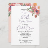 18. Geburtstag Blumenrosa Rose Elegant Geburtstag Einladung (Vorne/Hinten)