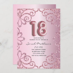 18. Geburtstag Blush Pink Glitzer Princess Einladung
