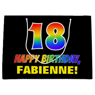 18. Geburtstag: Bold, Fun, Simple, Rainbow 18 Große Geschenktüte