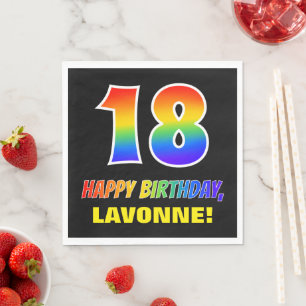 18. Geburtstag: Bold, Fun, Simple, Rainbow 18 Serviette