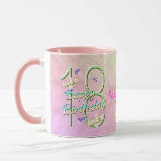 18. Geburtstag Butterfly Garden Tasse (Links)