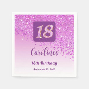 18. Geburtstag Chic Pink Glitzer Napkins Serviette