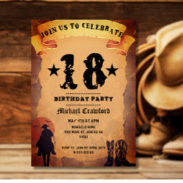 18. Geburtstag Cowboy Alt-Papier Reiten Party Einladung