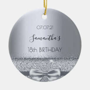 18. Geburtstag Dekoration silberner Glanz Schleife