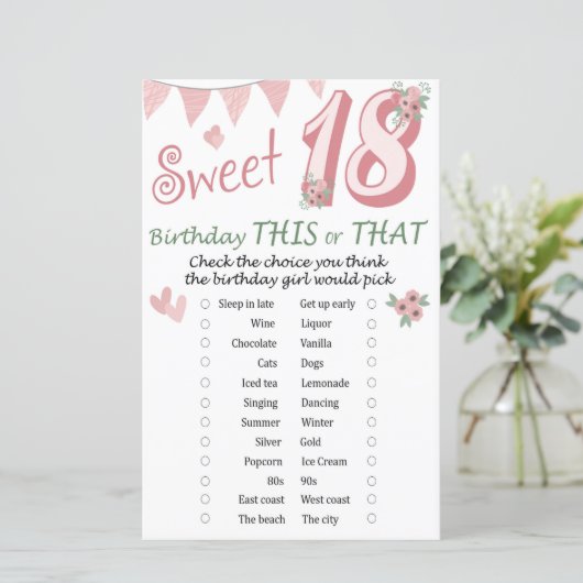 18. Geburtstag Dieses oder jenes Spiel (Stehend Vorderseite)