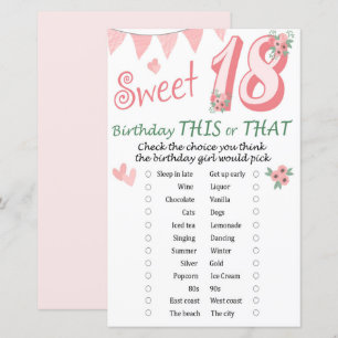 18. Geburtstag Dieses oder jenes Spiel