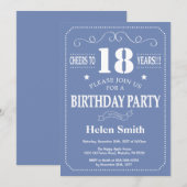 18. Geburtstag Einladung Blau und Weiß (Vorne/Hinten)