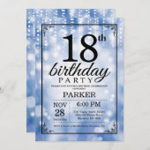 18. Geburtstag Einladung Blauer Glitzer (Vorne/Hinten)
