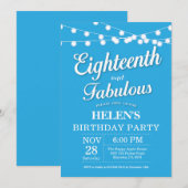 18. Geburtstag Einladung Blue Fabulous (Vorne/Hinten)
