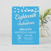 18. Geburtstag Einladung Blue Fabulous (Stehend Vorderseite)