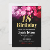 18. Geburtstag Einladung eleganten Glitzer rosa ro (Vorderseite)