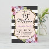 18. Geburtstag Einladung Frauen. Blanc (Stehend Vorderseite)