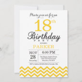 18. Geburtstag Einladung Gelb Zickzack (Vorderseite)