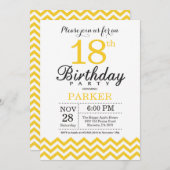 18. Geburtstag Einladung Gelb Zickzack (Vorne/Hinten)