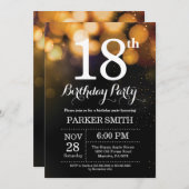18. Geburtstag Einladung Gold Glitzer (Vorne/Hinten)