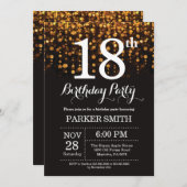 18. Geburtstag Einladung Gold Glitzer (Vorne/Hinten)