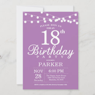18. Geburtstag Einladung Lila Lavender Lilac