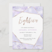 18. Geburtstag Einladung lila und Gold (Vorderseite)