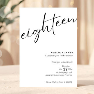 18. Geburtstag Einladung Minimalistische Debut Ein