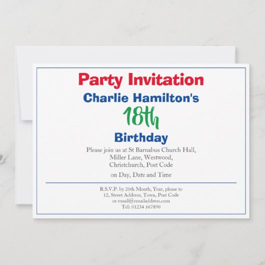 18. Geburtstag Einladung mit Foto (Rückseite)