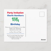 18. Geburtstag Einladung mit Foto Postkarte (Rückseite)