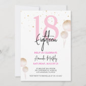 18. Geburtstag Einladung Pink Gold Glitzer (Vorderseite)