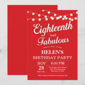 18. Geburtstag Einladung Red Fabulous (Vorne/Hinten)