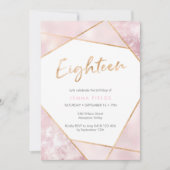 18. Geburtstag Einladung Rosa und Gold (Vorderseite)
