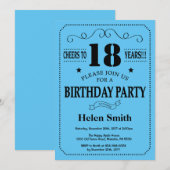 18. Geburtstag Einladung Schwarz und Blau (Vorne/Hinten)