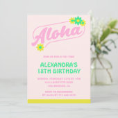 18. Geburtstag Einladungen Tropical Aloha Pink (Stehend Vorderseite)