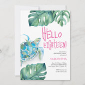 18. Geburtstag Einladungen Wasserfarbenschildkröte (Vorderseite)