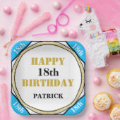 18. Geburtstag Elegant Blue Gold Pappteller (Party)