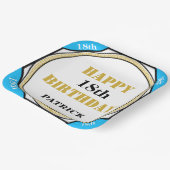18. Geburtstag Elegant Blue Gold Pappteller (Gewinkelt)
