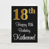 18. Geburtstag ~ Elegante Luxuriöse Imitate Gold L Karte (Vorderseite)