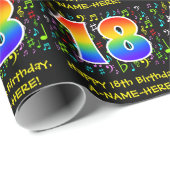 18. Geburtstag: Farbige Musiksymbole, Regenbogen 1 Geschenkpapier (Rolleneckpunkt)