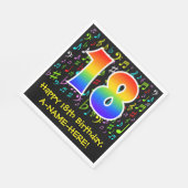 18. Geburtstag - Farbige Musiksymbole, Regenbogen Serviette (Ecke)