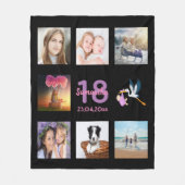 18. Geburtstag Foto Collage Mädchen schwarz Fleecedecke (Vorderseite)