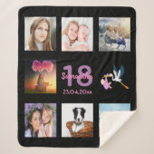 18. Geburtstag Foto Collage Mädchen schwarz Sherpadecke (Vorderseite)